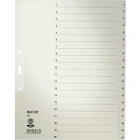 LEITZ Tauenpapier-Register, Zahlen, A4 Überbreite, 1-20,grau