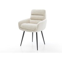 Esszimmerstuhl Abelia-Flex mit Armlehnen Teddystoff Beige 4-Fuß konisch Schwarz