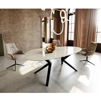 Esstisch Edge Oval 220x120 Keramik Iris FMG Onice Oro Zenthara kantig Metall Schwarz