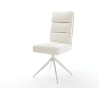 Drehstuhl Pela-Flex Bouclé Soft Beige Kreuzgestell breit Weiß 360 drehbar Wippfunktion Taschenfederkern