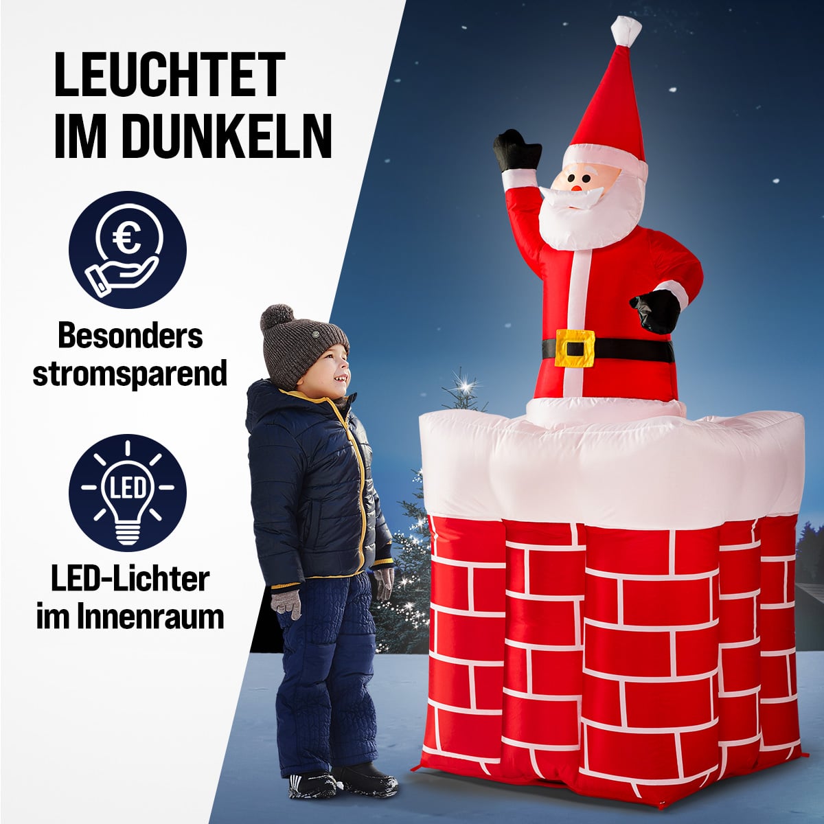 monzana Aufblasbarer Weihnachtsmann im Kamin 178cm – Bild 2