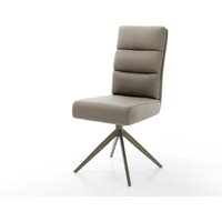 Drehstuhl Pela-Flex Echt-Leder Schlamm Kreuzgestell breit Effektfinish Titan 360 drehbar Wippfunktion Taschenfederkern