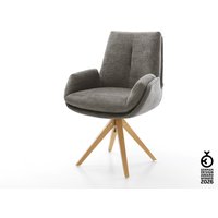 Drehstuhl Clea-Flex Bouclé Soft Schlamm Holzgestell kantig Natur 360 drehbar