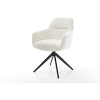 Drehstuhl Pejo-Flex Bouclé Soft Beige Kreuzgestell breit Schwarz 360 drehbar Wippfunktion Taschenfederkern