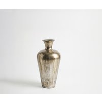 Vase Marvella B23 x T23 x H48 cm Metall Platin Aurum Handgemacht