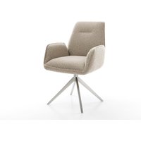 Drehstuhl Zoa-Flex Bouclé Schlamm Kreuzgestell breit Edelstahl 360 drehbar Wippfunktion Taschenfederkern