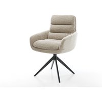 Drehstuhl Abelia-Flex mit Armlehnen Webstoff Soft Beige Kreuzgestell breit Schwarz 360 drehbar Wippfunktion – Bild 2