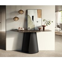 Konsolentisch Edge Polygonal 140x50 cm Keramik Emperador Extra Lucidato Dunkelbraun Livos Metall Schwarz