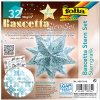 folia Faltblätter Bascetta-Stern, eisblau / bedruckt