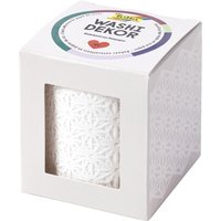 folia Deko-Bordüre Washi-Dekor, BLÜTEN, 50 mm x 5 m, weiß