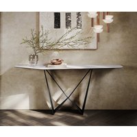 Konsolentisch Edge Polygonal 180x50 cm Keramik Laminam Statuarietto Weiß Spios Metall Schwarz