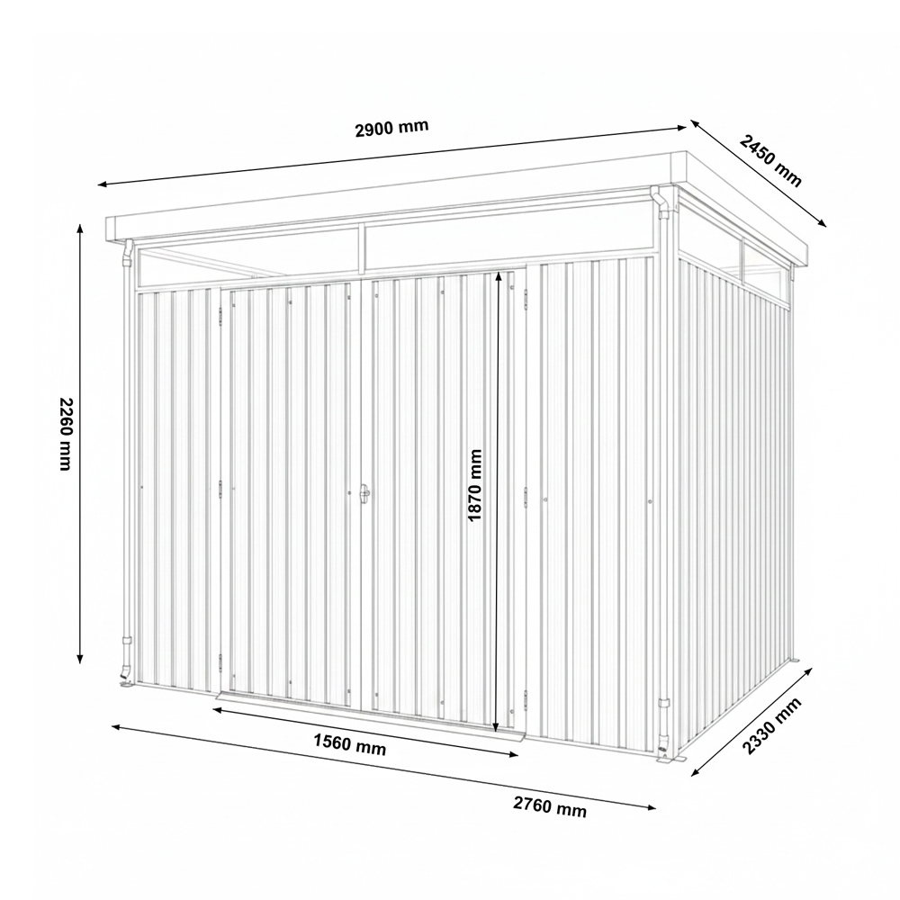 Gartenhaus LEVANTO Anthrazit - 290 x 226 cm – Bild 6