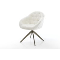 Drehstuhl Gaio-Flex Bouclé Soft Beige Kreuzgestell breit Effektfinish Titan 360 drehbar Wippfunktion