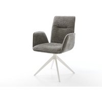 Drehstuhl Vinja-Flex Bouclé Soft Schlamm Kreuzgestell breit Weiß 360 drehbar Wippfunktion