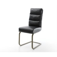 Freischwinger Pela-Flex Echt-Leder Schwarz Freischwinger flach Effektfinish Titan Taschenfederkern