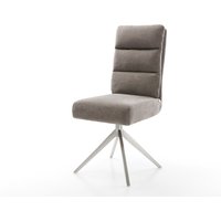 Drehstuhl Pela-Flex Strukturstoff Soft Taupe Kreuzgestell breit Edelstahl 360 drehbar Wippfunktion Taschenfederkern