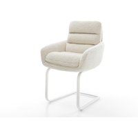 Freischwinger Abelia-Flex mit Armlehnen Teddystoff Beige Freischwinger flach Weiß