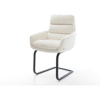 Freischwinger Abelia-Flex mit Armlehnen Bouclé Soft Beige Freischwinger flach Schwarz
