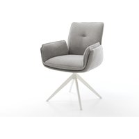 Drehstuhl Nela-Flex Strukturstoff Soft Grau Kreuzgestell breit Weiß 360 drehbar Wippfunktion