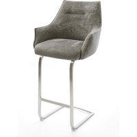 Barstuhl Alja-Flex Bouclé Soft Schlamm Freischwinger Flach Edelstahl Silberfarben Taschenfederkern
