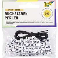 folia Buchstaben-Perlen, eckig, 100 Stück, weiß – Bild 2