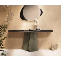 Konsolentisch Edge Boot 180x40 cm Keramik Laminam Noir Desir Braun Livos Metall Effektfinish Titan – Bild 2