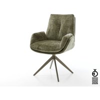 Drehstuhl Clea-Flex Chenille Olive Kreuzgestell breit Effektfinish Titan 360 drehbar