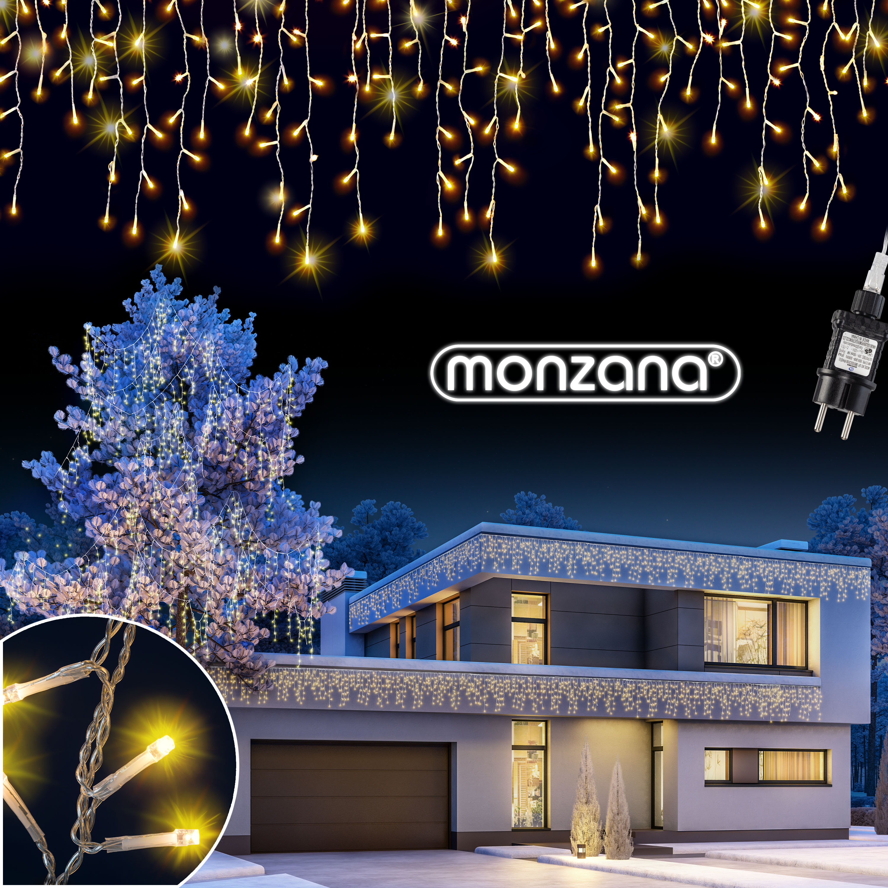 monzana Regenlichterkette LED Warmweiß 20m – Bild 3