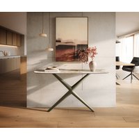Konsolentisch Edge Boot 140x40 cm Keramik Minas Melange Weiß-Beige Estelo Metall Effektfinish Titan