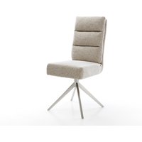 Drehstuhl Pela-Flex Webstoff Soft Beige Kreuzgestell breit Edelstahl 360 drehbar Wippfunktion Taschenfederkern