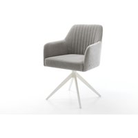 Drehstuhl Greg-Flex Strukturstoff Soft Grau Kreuzgestell breit Weiß 360 drehbar Wippfunktion Taschenfederkern