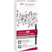 Tombow Doppelfasermaler, ABT DUAL BRUSH PEN, Grautöne