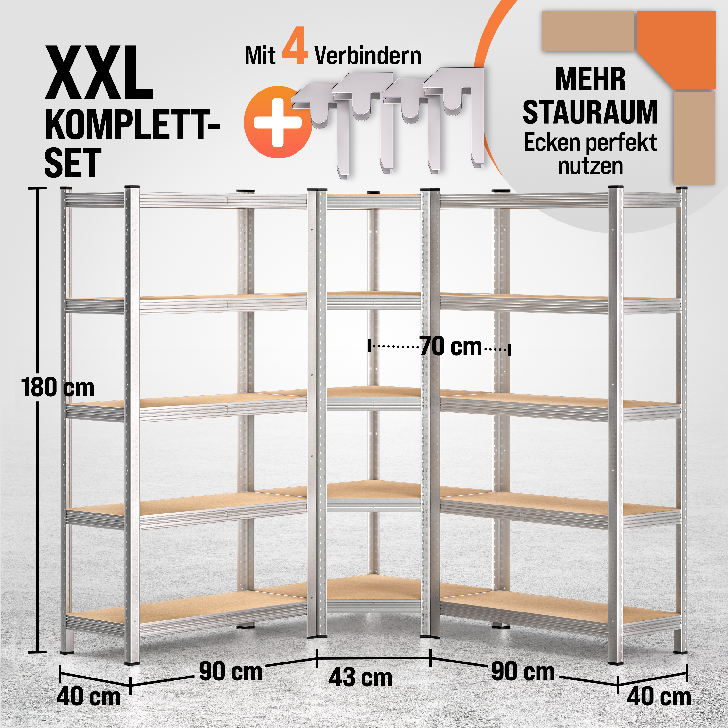monzana Schwerlast- und Eckregal 3er-Set verzinkt je 875kg – Bild 3