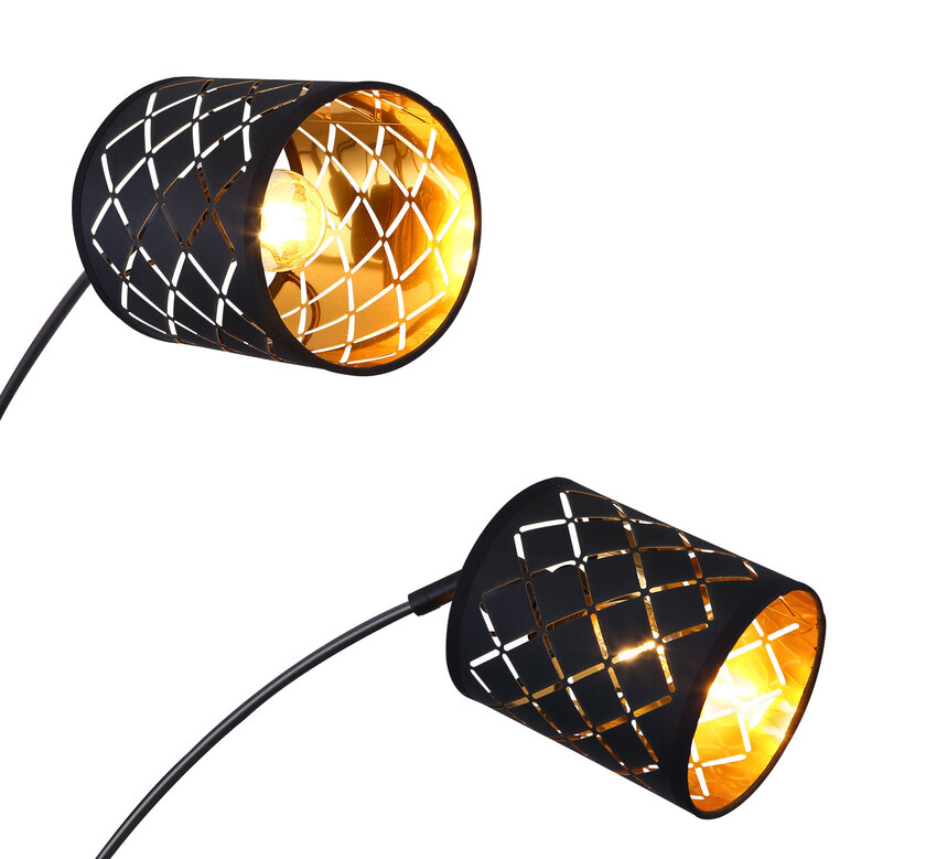 Globo Retrofit Stehlampe Clarke schwarz, goldfarbig, 85cm, 204cm, 5-flammig – Bild 4