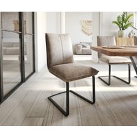 Freischwinger Lelio-Flex Mikrofaser Taupe Vintage Freischwinger flach Schwarz Taschenfederkern