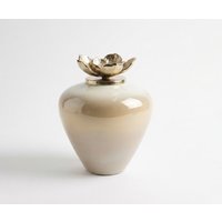 Vase Florena B29 x T29 x H35 cm Glas Vanilla Mokka Handgemacht