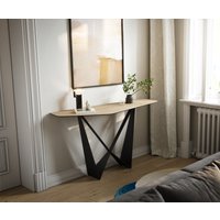 Konsolentisch Edge Polygonal 140x50 cm Keramik Laminam Sabbia Eichefarbig Spios Metall Schwarz – Bild 2
