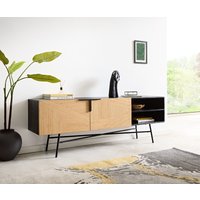 Sideboard Mikkusu 175 cm Bambus Natur Mango Schwarz 2 Türen 2 Fächer Metall Schwarz