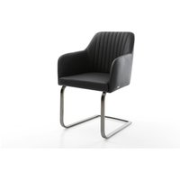 Freischwinger Greg-Flex Echt-Leder Schwarz Freischwinger flach Graphit Taschenfederkern