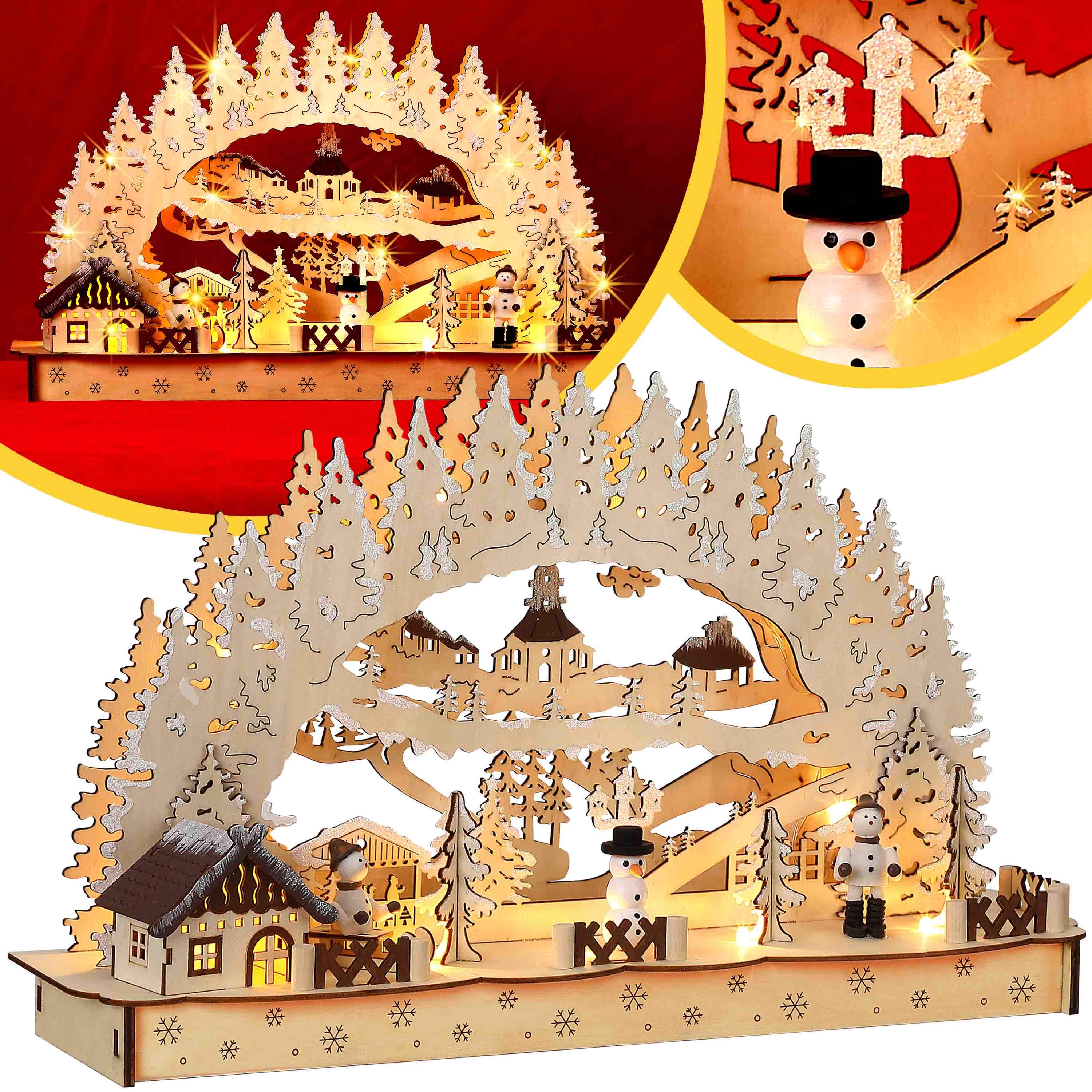 monzana Weihnachts LED Schwibbogen Winterdorf – Bild 2