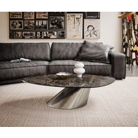 Couchtisch Edge Organisch 140x76 cm Keramik Emperador Extra Lucidato Dunkelbraun Conis Edelstahl gebürstet