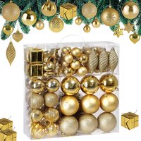 Deuba® Weihnachtskugeln 103-teilig Gold bruchsicher glänzend matt glitzer