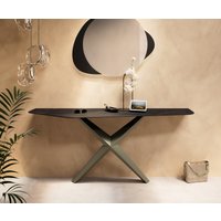 Konsolentisch Edge Polygonal 180x50 cm Keramik Laminam Noir Desir Braun Zentharo Metall Effektfinish Titan