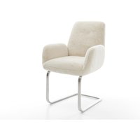 Freischwinger Zoa-Flex Plüsch Creme-Weiß Freischwinger flach Edelstahl Taschenfederkern