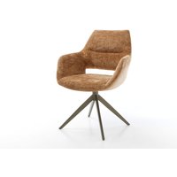 Drehstuhl Yago-Flex mit Armlehnen Chenille Rost Kreuzgestell breit Effektfinish Titan 360 drehbar Wippfunktion Taschenfederkern