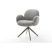 Drehstuhl Nube-Flex mit Armlehnen Strukturstoff Soft Grau Kreuzgestell breit Effektfinish Titan 360 drehbar Wippfunktion Taschenfederkern