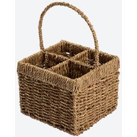 Tisch-Caddy aus geflochtenem Seegras, ca. 17,5x17,5x22 cm