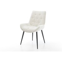 Esszimmerstuhl Taimi-Flex Bouclé Soft Beige 4-Fuß konisch Schwarz