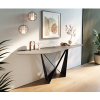 Konsolentisch Edge Polygonal 180x50 cm Keramik Beton Grau Spios Metall Schwarz