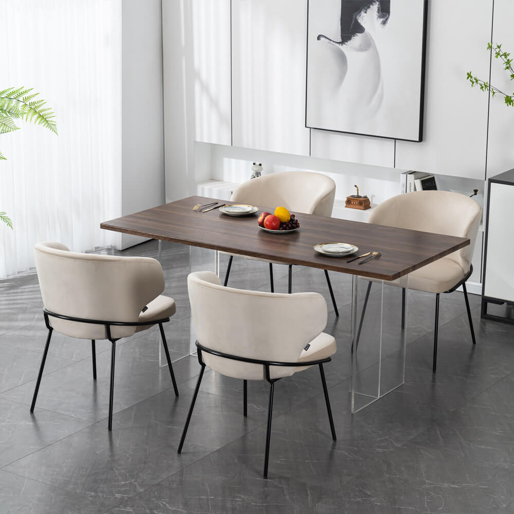 Esszimmerstuhl AMARA Samt - 6er Set Beige – Bild 3